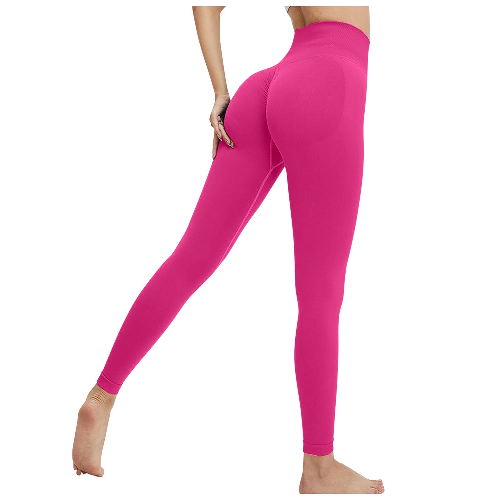 thumbnail image 1 of Pantalones de yoga sin costuras para mujer, color melocotón, de nylon y spandex, de cintura alta, para fitness, running, yoga y uso diario, 1 of 5